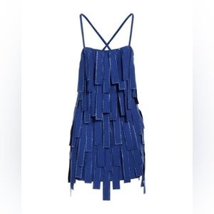 The attico blue rhinestone fringe dress